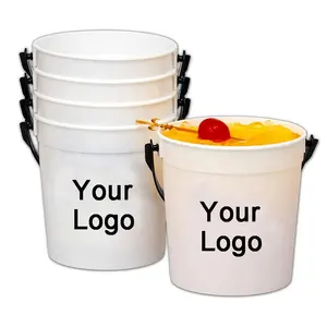 BPA ücretsiz kullanımlık plastik rom kovası temizle içme kovası 32 oz plastik yumruk kova kolları - Product Image 1