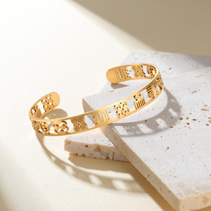 Brazalete Abierto de Acero Inoxidable con Símbolos Adinkra, Brazalete Africano Nyame Ye Ohene Duale Sankofa Gye para Mujeres y Hombres - Product Image 1