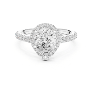 Women's 2 Carat Lab Grown Luxury <b>Solitaire</b> Halo Pear Cut Engagement Diamond <b>Ring</b> 925 Sterling <b>Silver</b> Wedding Party Anniversary - Product Image 3