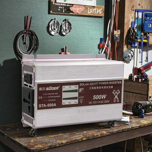 Suoer STA-500A <span class=keywords><strong>500W</strong></span> portatile auto <span class=keywords><strong>Inverter</strong></span> DC 12V AC 230V modificato onda sinusoidale multiplo tipo di uscita CE certificato per uso domestico - Product Image 1