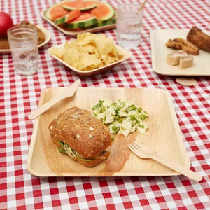 Design moderne Assiettes de fête jetables <span class=keywords><strong>en</strong></span> bambou et feuilles de palmier 10 pouces 8 pouces ensemble de vaisselle carrée biodégradable - Product Image 2