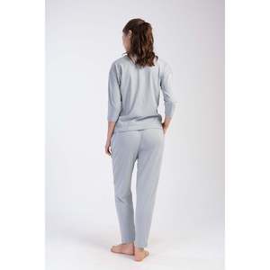 KADIN P.SUPREM O YAKA DUSUK OMUZLU 3/4KOL PILELI CEPLI PIJAMA TAKIM - สีเทา - สีเทา - Product Image 4