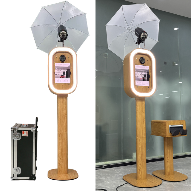 Retro Wood Paint Photobooth Metal Case Vintage Oval iPad Dslr Photo Booth Kiosk Self Serve Professional Selfie PhotoBooth Shell