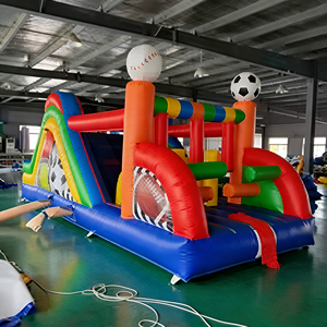 Château gonflable sportif coloré avec toboggan, thème football et baseball, pour fêtes <span class=keywords><strong>d</strong></span>'anniversaire <span class=keywords><strong>d</strong></span>'enfants et aires de jeux extérieures - Product Image 1