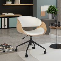 Chaise de bureau pivotante en bois courbé, chaise de bureau moderne en bois courbé avec revêtement en tissu, hauteur réglable, chaise de bureau à domicile, chaise d'ordinateur