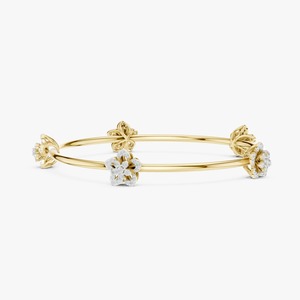 14K Yellow Gold Floral Lab Grown Diamond <b>Bangle</b> <b>Bracelet</b> - Product Image 1