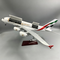 Modèle d'avion AJB 46cm A380 Emirates, double porte ouvrable, avec éclairage LED et train d'atterrissage, modèle d'avion en résine