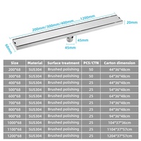HF 304 En Acier Inoxydable Salle De Bains Anti Odeur Nettoyants Linéaire Carrelage Insert Canal De Douche Drain De Sol