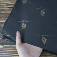 Papier de Soie Personnalisé de Luxe Noir et Or Imprimé, Biodégradable, pour Emballage Cadeau avec Logo Personnalisé pour Vêtements