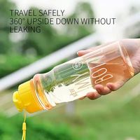 Bouteille d'eau transparente portable, gourde de sport pour boire, outils de cuisine, bouteille d'eau pour l'école, la gym, les voyages, pour fille et garçon