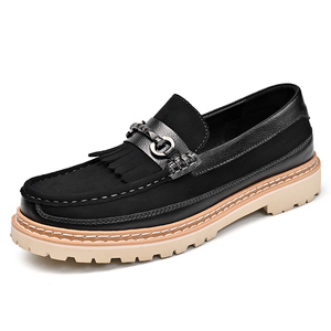 <span class=keywords><strong>Mocasines</strong></span> de Plataforma Cómodos para Hombre, Zapatos Casuales de Moda, Parte Superior de Cuero de Ante, Decoración de Hebilla con Borlas, Suela Gruesa, Zapatos para Caminar - Product Image 2