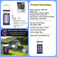 OTHC ZSJ-071 Solar LED-lamp voor buiten, insectenverjager, muggenvanger, IP65, oplaadbaar voor tuin, camper, kantoor