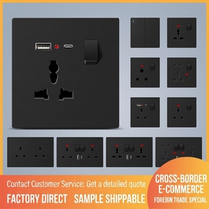 Enchufe USB Negro Nórdico Estándar Británico de 13A, Panel de Enchufe con Interruptor para Hong Kong y Macao - Product Image 2
