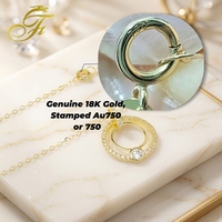 Collier double cercle de luxe FULONG en or 18 carats, pendentif anneau pavé de diamants avec pierre unique, chaîne en or véritable, bijoux fins OEM&ODM