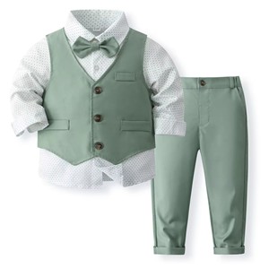 Ensemble Chemise+Gilet+Pantalon à Motif Imprimé Style Européen <span class=keywords><strong>Costume</strong></span> Enfant Vêtements pour Garçons <span class=keywords><strong>Costume</strong></span> de Cérémonie pour Garçon 6 Ans - Product Image 6