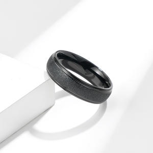 Frosted Titanium Steel <b>Ring</b> Unisex Geometric Design Gold Black Steel Color Gift Jewelry - Product Image 4