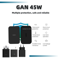 GAN pengisi daya dinding, 45W Super cepat PD pengisi daya Cepat Tipe C Port perjalanan Universal semua ponsel dengan kabel 5A Tipe C