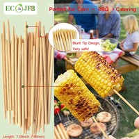 Brochettes plates jetables en bambou pour maïs, saucisses, hot-dogs – Qualité alimentaire, pointe arrondie, bâtonnets en bambou épais et robustes pour restaurants et traiteurs
