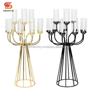 LEDA Wedding Events Table Decor Modern Luxury Metal Gold <b>Candlestick</b> Candle Holder - Product Image 6