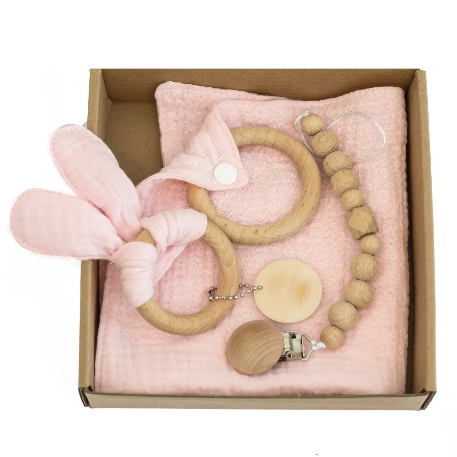 Boîte cadeau pour bébé en mousseline de coton doux, nouveauté, ensemble couette et anneau de dentition pour nouveau-né,