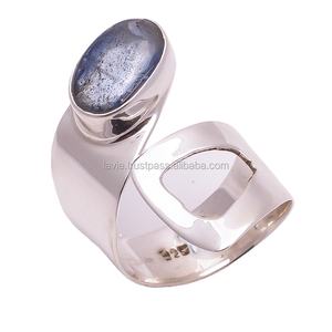 แหวนพลอยไคยาไนต์ทำจากเงินสเตอริง925สำหรับการหมั้น/แต่งงานแบบคลาสสิก - Product Image 1