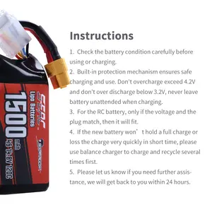 SUNPADOW 4S Lipo Battery For RC Airplane Helicopter Drone FPV Quadcopter With 1500mAh 14.8V 120C With XT60 Plug For 8S Battery