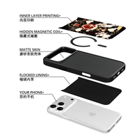 Coque de téléphone AG Feeling Black Edge avec motif d'angle doré pour iPhone 17, 17 Pro Max, 16 Pro, 15 – Coque magnétique