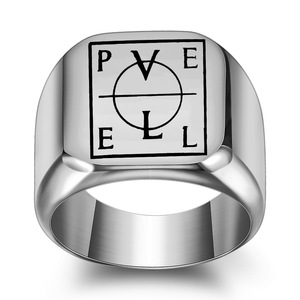 Personalized Letter Laser Engraved Square Stainless Steel <b>Ring</b> <b>For</b> <b>Men</b> 18mm Gift Jewelry - Product Image 1