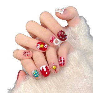 Super luxe design bonhomme de neige presser mignon 3D peint à la main atmosphère de <span class=keywords><strong>noël</strong></span> doigt <span class=keywords><strong>court</strong></span> <span class=keywords><strong>Nail</strong></span> <span class=keywords><strong>Art</strong></span> presse sur les ongles - Product Image 4