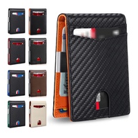 Tarjetero y billetera de fibra ultrafina para hombre y mujer con 12 ranuras para tarjetas, fundas para tarjetas con bloqueo RFID y clip para billetes