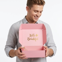 Boîte d'expédition en carton ondulé rose personnalisée, écologique, imprimée et gaufrée, prix usine
