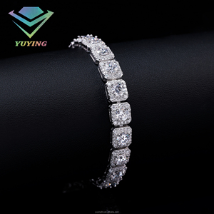 กำไลข้อมือเทนนิสทรงกลมเจียระไนแบบบริลเลียนท์ ชุบทอง 18K ประดับเพชรโมอิสซาไนต์ VVS พร้อมใบรับรอง GRA สไตล์ฮิปฮอป - Product Image 2