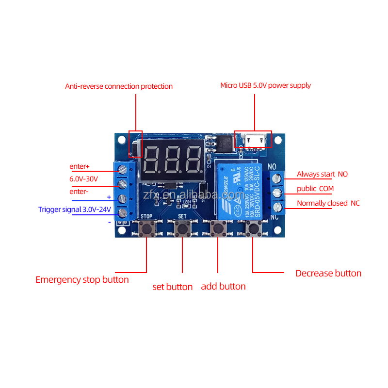 One-way relay module Delay power off Disconnect Trigger delay Cycle timing circuit switch(图4)