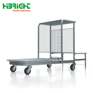 Multifunctional Supermarket Stock Picking <b>Trolley</b> Mobile Merchandising Cart with Writing Table and Step Ladder for Retail Invent - Product Image 5