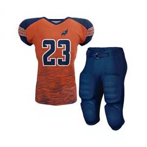 Conjunto de Uniforme de Fútbol Americano, Jersey Sublimado Naranja y Azul Marino con el Número 23 y Pantalones Azules para Hombres Adultos, Todas las Temporadas - Product Image 1