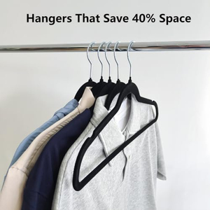 Household Space Saving Clothing <b>Hanger</b> Velvet Fabric Suit Coat <b>Hanger</b> Ultra Thin <b>Non</b> <b>slip</b> Durable Velvet <b>Hangers</b> - Product Image 2