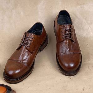 Chaussures classiques en cuir véritable à lacets, décontractées et élégantes, chaussures en cuir pour hommes sur mesure haut de gamme - Product Image 2