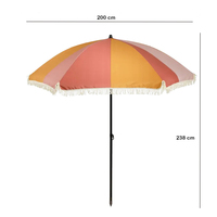 Parasol de plage pliant vintage bohème personnalisé en polyester de 200 cm avec franges et pompons pour le sable – Vente en gros directe usine