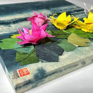Carré spécial nénuphar Origami papier Art panneaux fabriqués à la main anniversaire présent Souvenir papier artisanat - Product Image 1