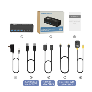 FJ-8K203DH FJGEAR 8K 2 cổng dp/HDMI ba màn hình <span class=keywords><strong>KVM</strong></span> Switcher hỗ trợ usb3.0version 7680*4320/60Hz Độ phân giải dp/HDMI <span class=keywords><strong>KVM</strong></span> chuyển đổi - Product Image 6