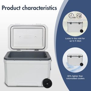 Glacière rigide isotherme 70L en PU avec poignée trolley, étanche, pour camping et pêche, fabricant OEM ODM - Product Image 2