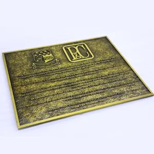 Custom Outdoor Brushed Glod Engraved Brass Doorplate Decorative 3D Embossed Aluminum Plaque Sign