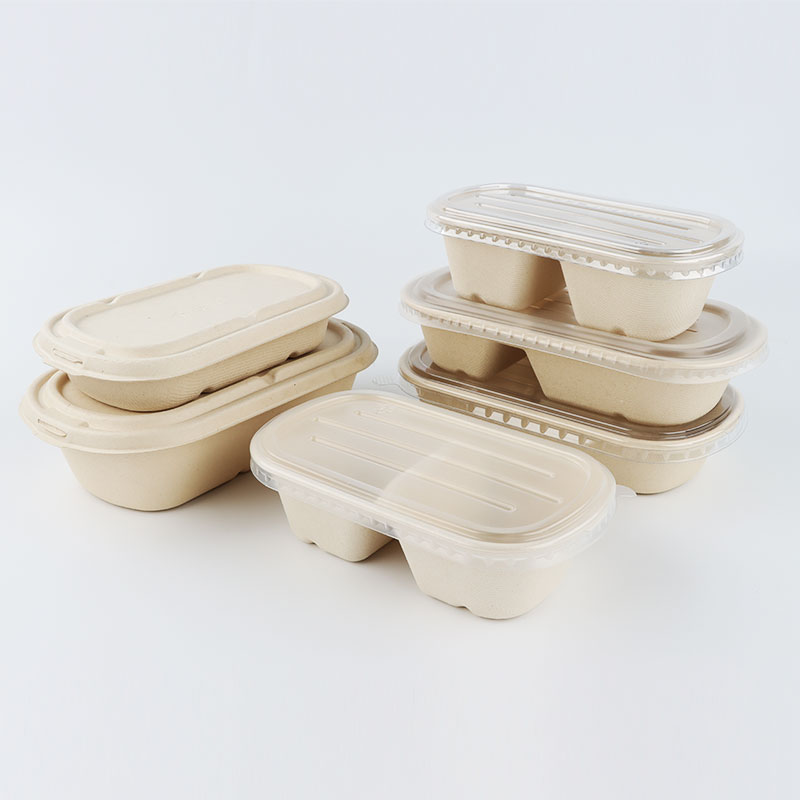 Bagasse Fiber 100% Biodegradable Lunch Box Bento Clamshell Containers With Divisions Take Out Fast Food Packaging Paper Boxes