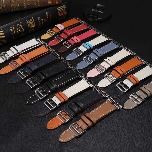 IN STOCK Designer Genuine Leather Watch Band Coolyep Watch Strap for Apple Watch