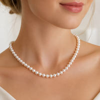Collier de perles d'eau douce naturelles presque rondes, haute brillance, légèrement imparfaites, Zhuji, en boîte cadeau, hypoallergénique, vente en gros