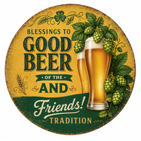 Plaque Métallique Gaufrée Personnalisée Vintage « Blessings Good Beer Friends Hops Pub Bar » – Décoration Murale – Fournisseur Direct d'Usine OEM