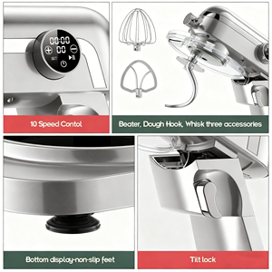 1800W Stainless Steel 7L Tilt-Head Stand Mixer 10+ Speeds Pure Copper Motor Automatic Dough Cake Mixing Bowl - Product Image 4