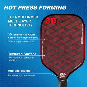 ไม้พายพิคเคิลบอล 3 มิติ ผิวสัมผัสแบบเคฟลาร์ คาร์บอนไฟเบอร์ ผสมผสาน รุ่น GEN 3 GEN4 แกนรังผึ้ง PP ขึ้นรูปด้วยความร้อน - Product Image 3