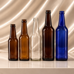 11 Onzas <span class=keywords><strong>Botella</strong></span> <span class=keywords><strong>de</strong></span> Cerveza <span class=keywords><strong>de</strong></span> <span class=keywords><strong>Vidrio</strong></span> Transparente <span class=keywords><strong>de</strong></span> Cuello Largo Estándar <span class=keywords><strong>de</strong></span> 330 ml, Color Ámbar Azulado, con Tapa Corona Desprendible - Product Image 1