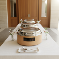 Chauffe-Plat Électrique Commercial ORIX avec Écran LED, Réchaud Alimentaire en Acier Inoxydable avec Couvercle Rabattable pour Service Buffet
